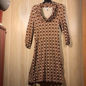 LOFT Ann Taylor Knit Vintage Deco Print Dress